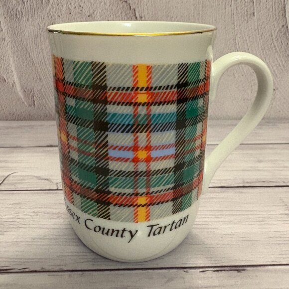 Essex County Tartan Coffee Mug 22K Gold Decorated in China (SKU: 216MI) - Picture 1 of 8